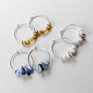 3 Pairs Of Beaded Hoop Earrings